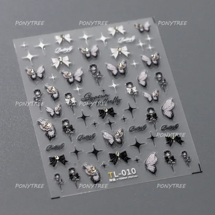 Black Cat Kitten Glasses Camera Timepiece Shoe Notebook Vase Pen Teapot Bowknot Item Adhesive Nail Art Stickers Manicure Decals (Online Order Only)