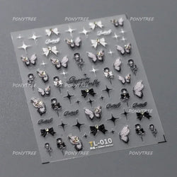 Black Cat Kitten Glasses Camera Timepiece Shoe Notebook Vase Pen Teapot Bowknot Item Adhesive Nail Art Stickers Manicure Decals (Online Order Only)
