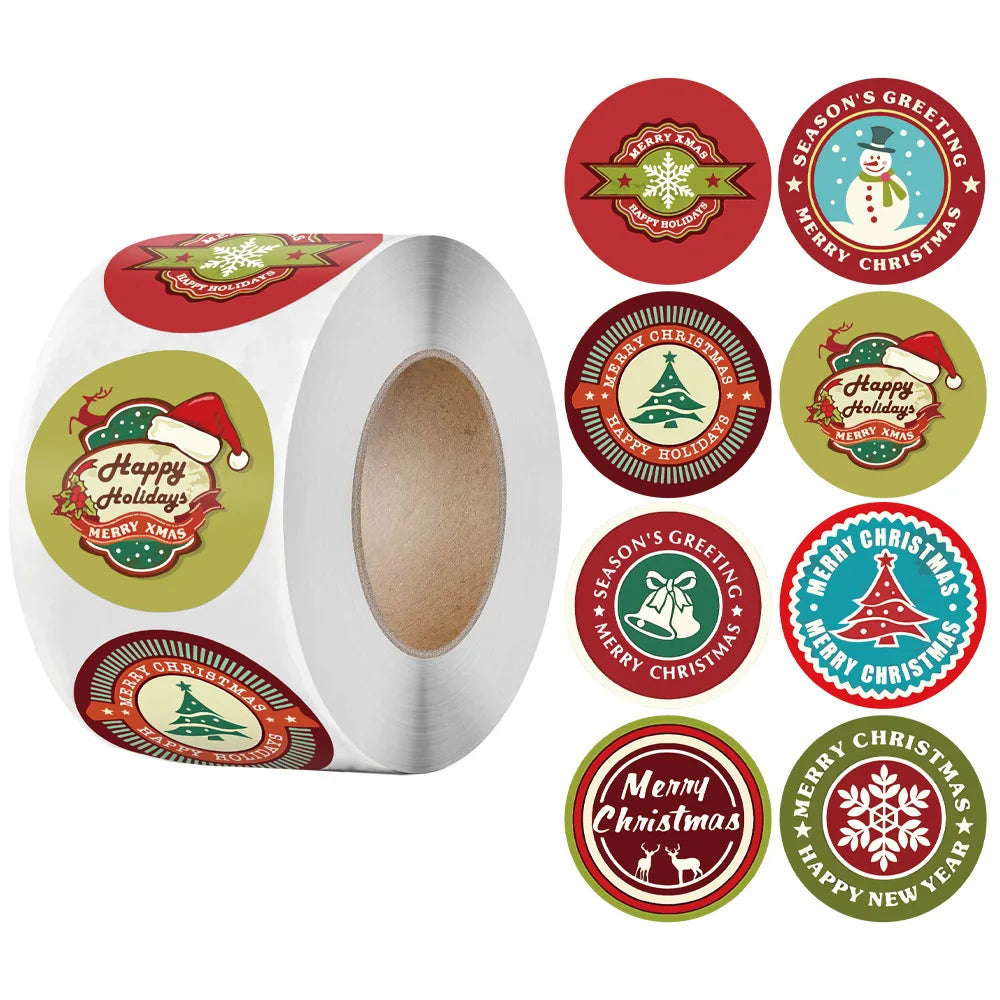 100-500Pcs New 1 Inch Christmas Theme Seal Labels Stickers For DIY Gift Baking Package Envelope Stationery Decoration (ONLINE ORDER ONLY)