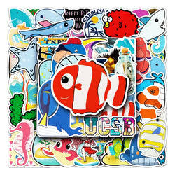 50Pcs Ocean Cartoon Waterproof Vinyl Stickers for Skateboard Snowboard (Online Order Only)