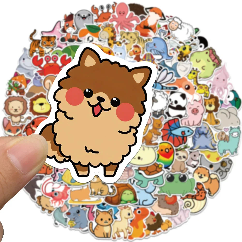 10/30/50/100PCS Mix Cute Animal Cartoon Stickers Aesthetic Waterproof Guitar Skateboard Laptop Graffiti Stickers Kid Classic Toy (Online Order Only)