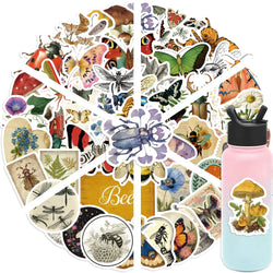 50pcs Retro Insects Stickers Toys Cute Animals Cartoon Decals For Kids DIY Laptop Scrapbook Stationery Fridge Funny Sticker (Online Order Only)