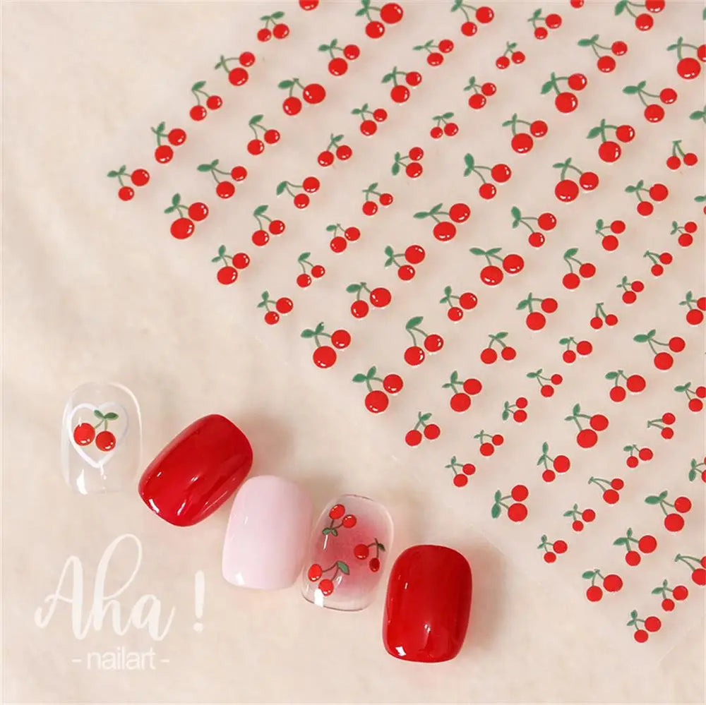 1Pc Cherry Fruit Nail Sticker Nail Art Decals Summer Lemon Grapefruit Self Adhesive DIY Nail Stickers Aha Series Nail Art Decor (Online Order Only)