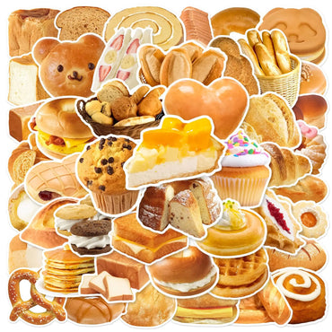 10/25/50pcs Bread Cakes Bakery Baked Goods Sticker Packs (ONLINE ORDER ONLY)