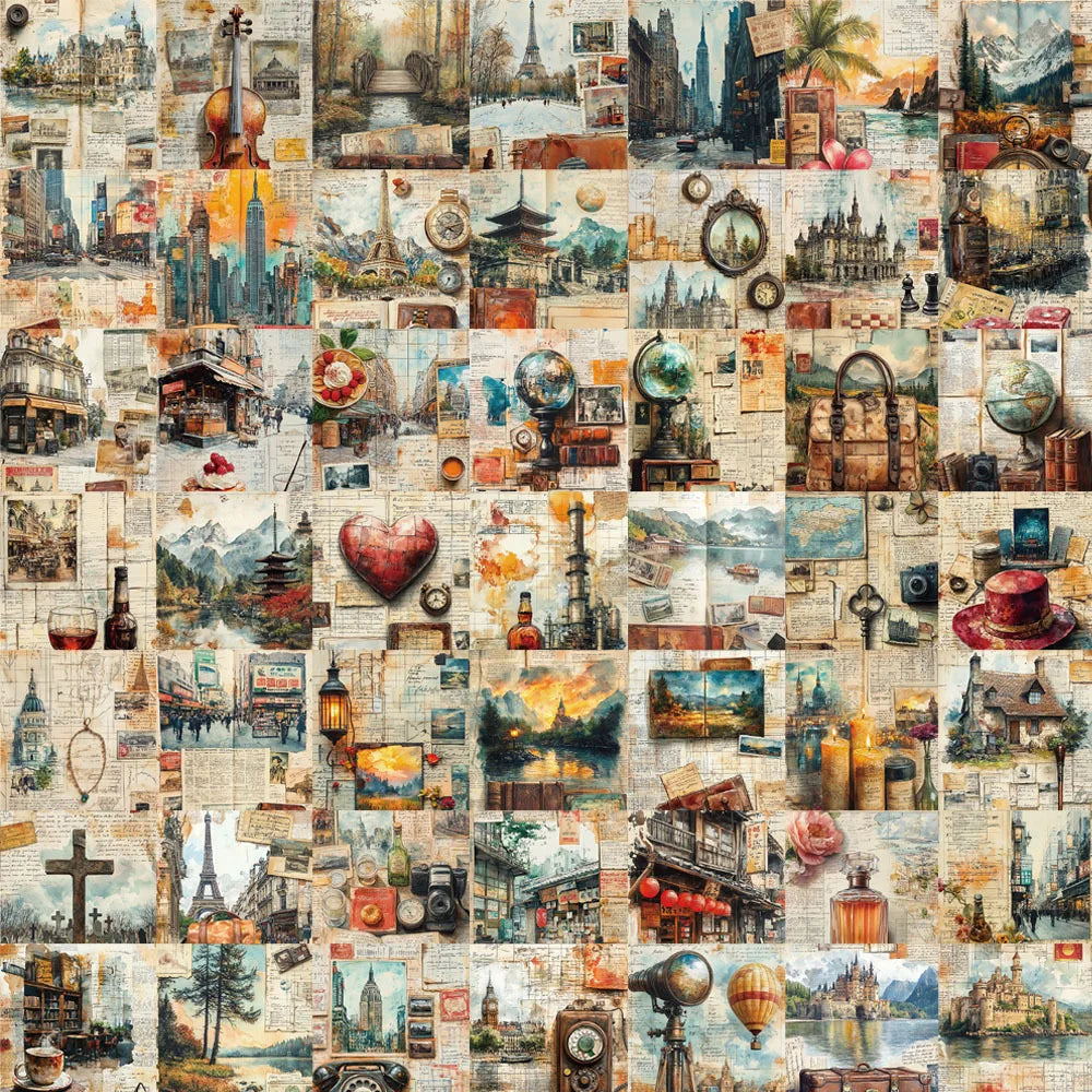 Retro Travel Diary Stickers 10/30/50PCS for Laptop Phone Guitar Skateboard Cup (ONLINE ORDER ONLY)