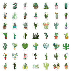 10/53Pcs Cute Plants Cactus Graffiti Stickers Decals for Kids Toys Laptop Phone Luggage Scrapbook Skateboard Creative Sticker (Online Order Only)