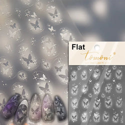 Charming Beautiful Black White Small Butterfly Flower Petal Love Heart Bowknot 5D Self Adhesive Nail Art Sticker Manicure Decals (Online Order Only)