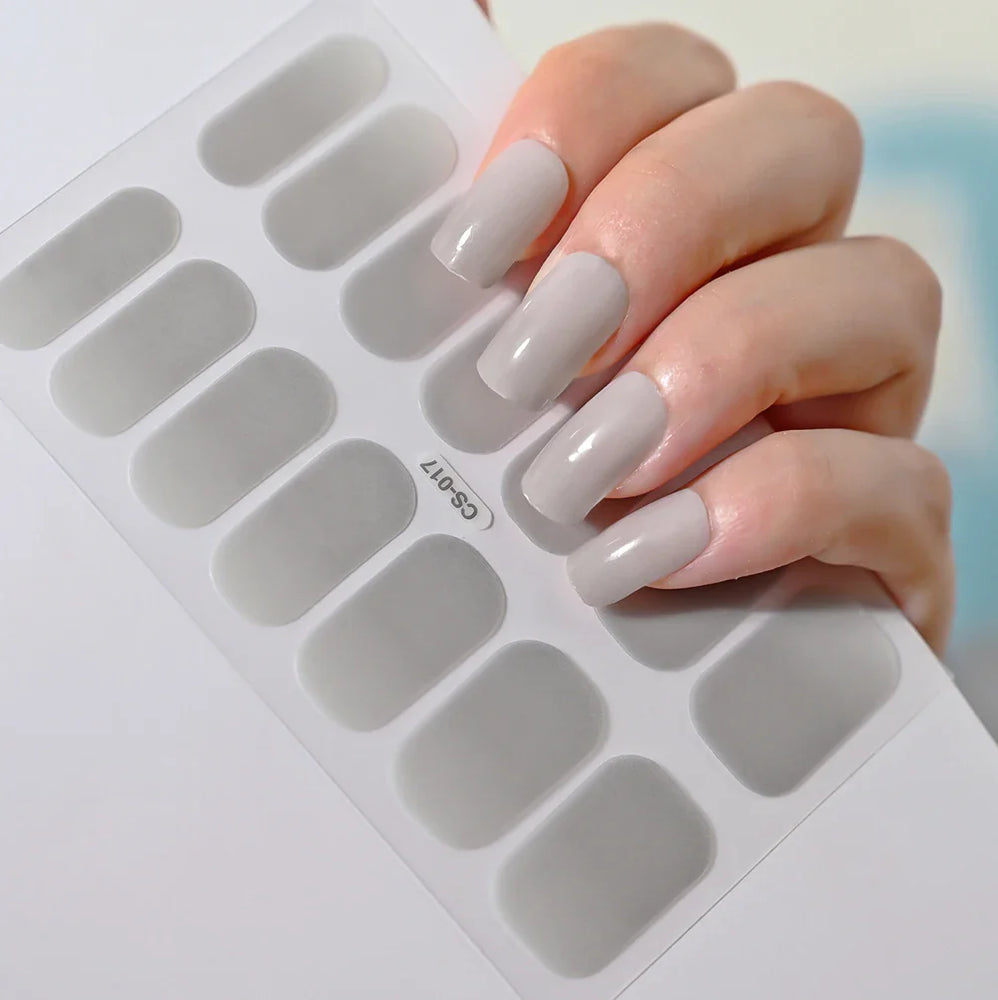 14Tips Solid Color Stickers Nail Art Supplies European & American Simple Decals Oil Film Decals Press on Nails Stickers Designer (ONLINE ORDER ONLY)