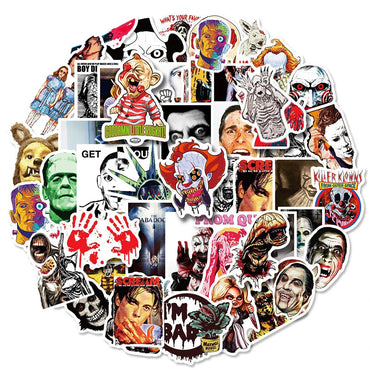 10/30/50/100pcs Cool Horror Movie Waterproof  Stickers Decals Skateboard Car Motorcycle Laptop Phone Bike Luggage Funny Sticker (ONLINE ORDER ONLY)