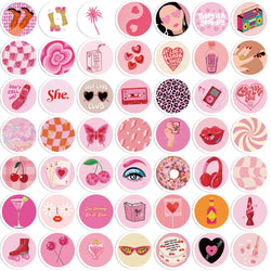 60pcs Pink American Groovy Stickers Aesthetic PVC School Stationery Children Sketchbook Diary Laptop Scrapbook Supplies for Kids (ONLINE ORDER ONLY)