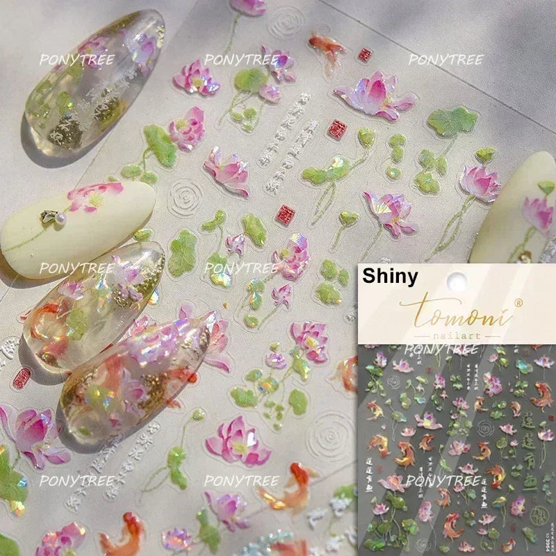 Hot Stamping Laser Shell Conch Starfish Pearl Whale Coral Dolphin Summer Beach Sea Wave Jellyfish Bubble Nail Art Stickers Decal (ONLINE ORDER ONLY)
