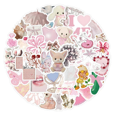 10/30/60PCS Funny Pink Coquette Stickers Toys Cute Cartoon Decals DIY Skateboard Fridge Notebook Fridge Guitar Kawaii Sticker (Online Order Only)