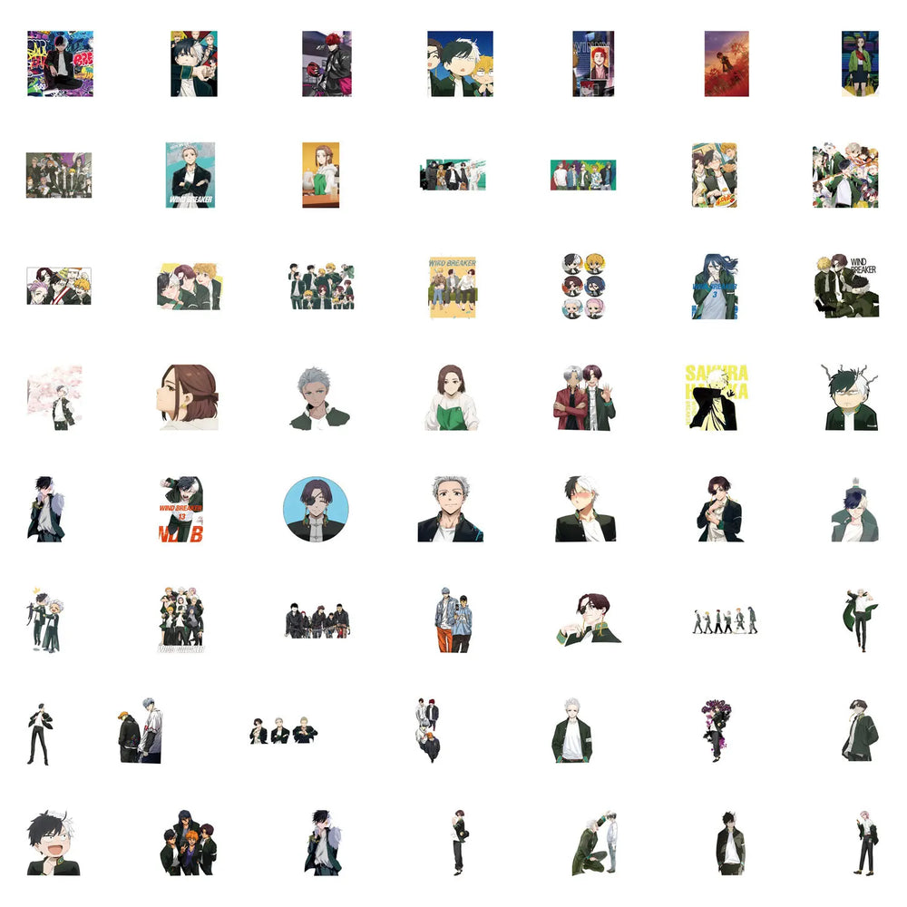 55pcs Wind Breaker Stickers for Suitcase, Water Cup, Stationery, Phone, Car, Scooter, Laptop, Refrigerator (ONLINE ORDER ONLY)