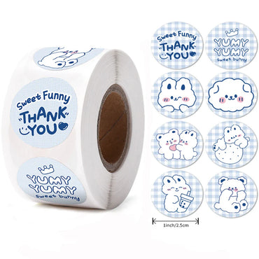 100-500pcs Cute Bear Thank You Sticker 1inch Envelope Sealing Labels Sticker for Children Gift Packaging Decorative Stickers Tag (ONLINE ORDER ONLY)