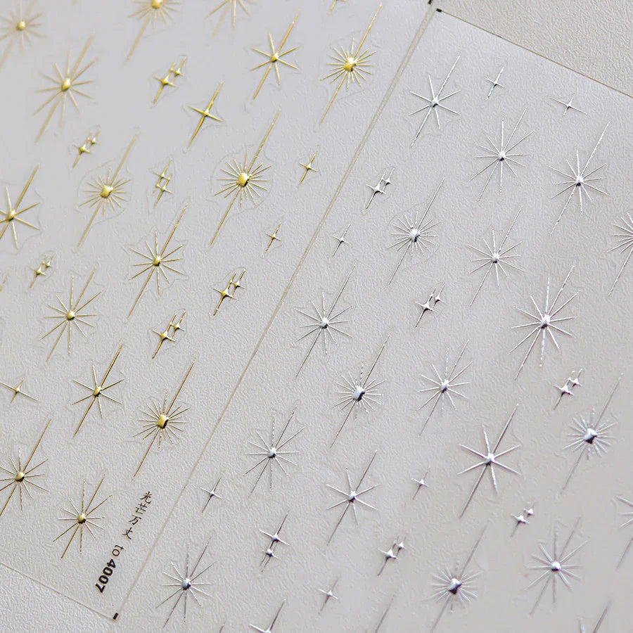 Gold Silver Star Laser Pink Colorful Glitter Starlight Sparkle Rhinestones Relief Nail Art Decorations Stickers Manicure Decals (ONLINE ORDER ONLY)