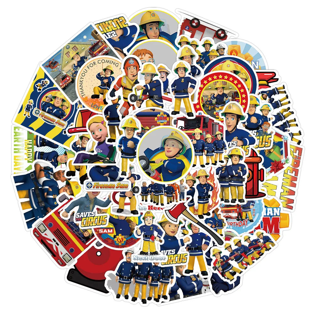 10/30/50PCS Fireman Sam Cartoon Education Stickers For Kids DIY Notebook Phone Laptop Suitcase Stationery Fire Truck Decals Gift (ONLINE ORDER ONLY)