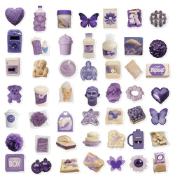 10/30/50PCS Cute Purple Stickers Ins Style Cartoon Decals Graffiti DIY Notebook Phone Skateboard Fridge Guitar Car Kids Toy Gift (ONLINE ORDER ONLY)