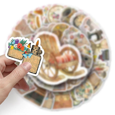 10/30/50PCS Retro Cartoon Graffiti Stickers Aesthetic DIY Decorative Notebook Bike Suitcase Laptop Fridge Stationery Decals Toy (ONLINE ORDER ONLY)