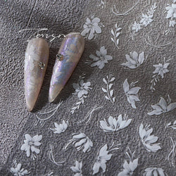 Pure White Lily Petals Flower Butterfly Branch Leaves Line Minimalist Self Adhesive Nail Art Decorations Sticker Manicure Decals (ONLINE ORDER ONLY)