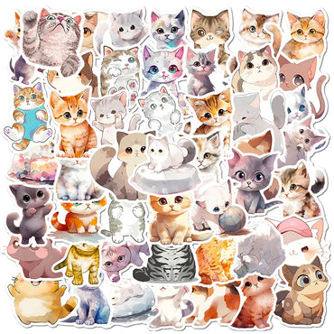 10/30/50PCS Cute Light Color Cat PVC Sticker Aesthetic Decoration Scrapbooking Children's Korean Stationery School Supplies (ONLINE ORDER ONLY)