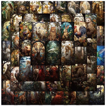 10/50pcs Vintage Forest Glass Animal Stickers Aesthetic Decals For Suitcase Water Bottle Bike Scrapbook Skateboard Car Sticker (Online Order Only)