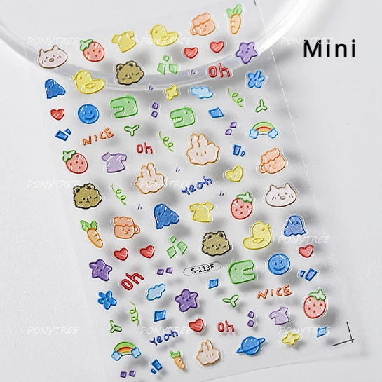 Lovely Red Fruit Strawberry Cherry Bowknot Love Heart Star Silk Ribbon Chic Rhinestone Adhesive Nail Art Stickers Manicure Decal (ONLINE ORDER ONLY)