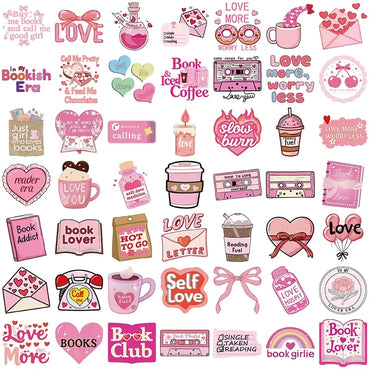 10/30/50PCS Cartoon Pink Love PVC Sticker Aesthetic Children's Stationery Sticky DIY Decoration Scrapbooking School Supplies (Online Order Only)