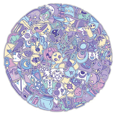 Purple Witch Magic Cartoon Stickers - 10/30/50/100PCS for Laptop, Luggage, Snowboard, DIY Graffiti Decals (Online Order Only)