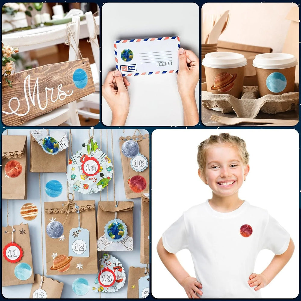 100-500pcs Children Reward Stickers Space Planet Label School Teacher Reward Student Scrapbooking Stationery Diaries Sticker (Online Order Only)