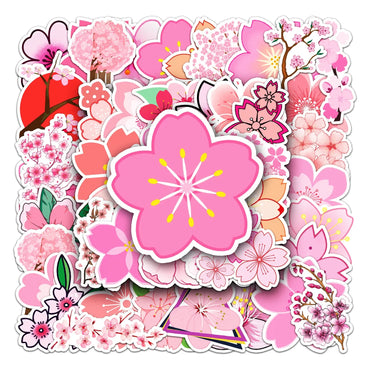 10/30/50PCS Pretty Cherry Blossoms Sakura Flowers Stickers DIY Water Bottle Laptop Refrigerator Luggage Graffiti Sticker Kid Toy (ONLINE ORDER ONLY)