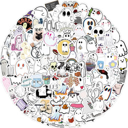 Cute Ghost Cartoon Stickers Pack for Laptop, Skateboard, Suitcase, Guitar, Luggage, Graffiti Decals (Online Order Only)