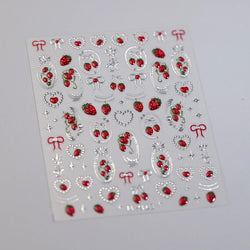 Lovely Red Seductive Strawberry Line Bowknot Love Heart Star Jelly Cherry Delicate Self Adhesive Nail Art Sticker Manicure Decal (ONLINE ORDER ONLY)