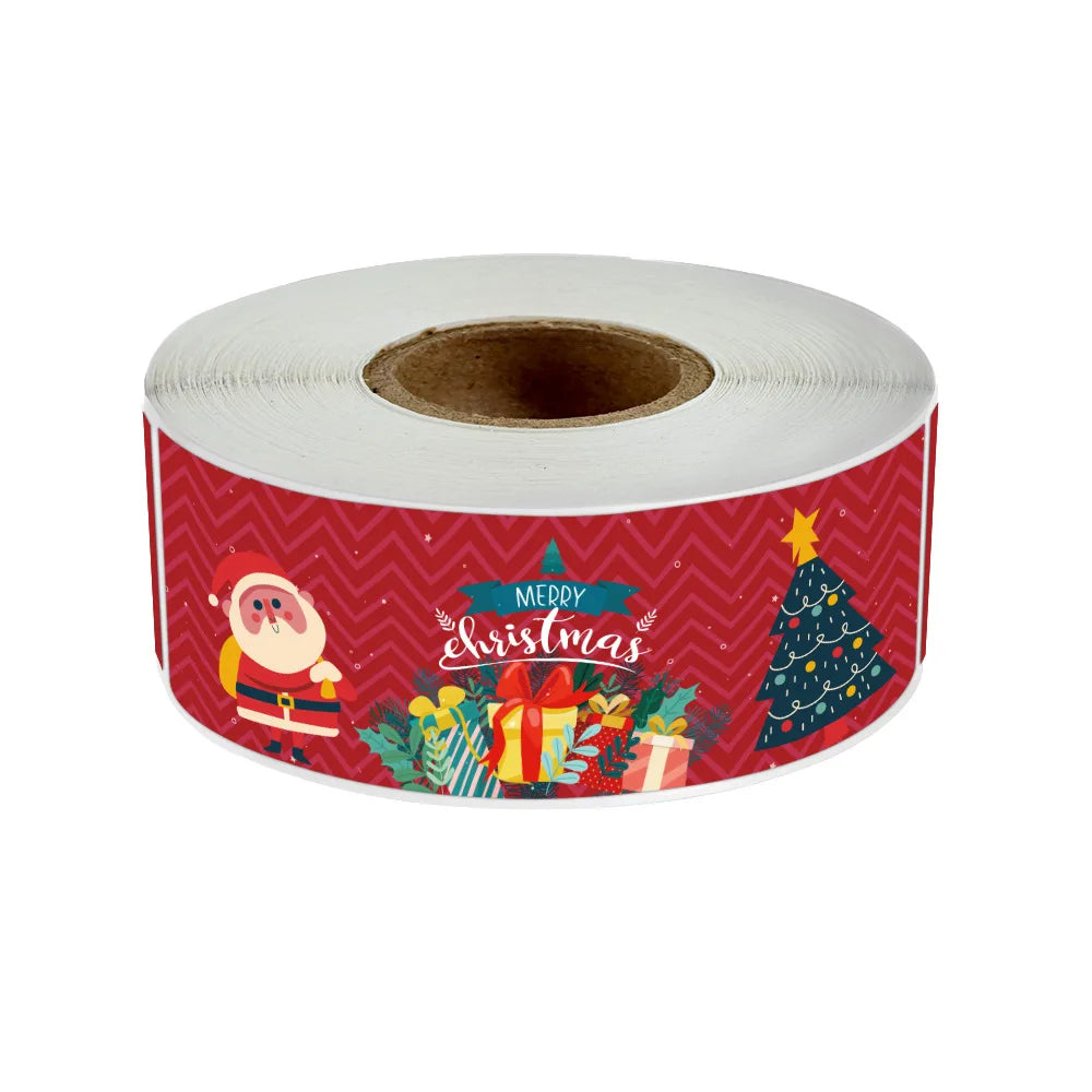 120pcs/roll Red Green Merry Christmas Santa Claus Labels Stickers for Gift Package Card Envelope Wrapping Party Small Business (ONLINE ORDER ONLY)