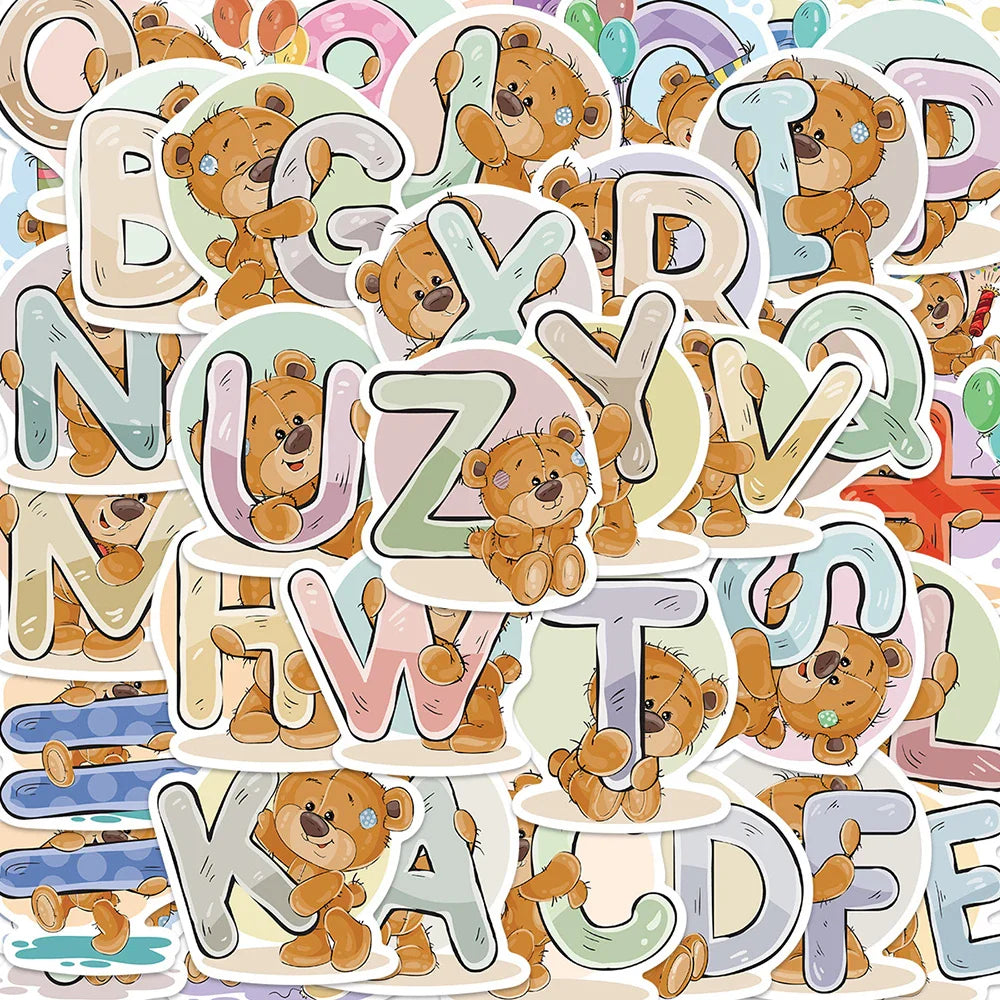 10/20/39PCS Cute Little Bear Letter Cartoon Sticker Packs (ONLINE ORDER ONLY)