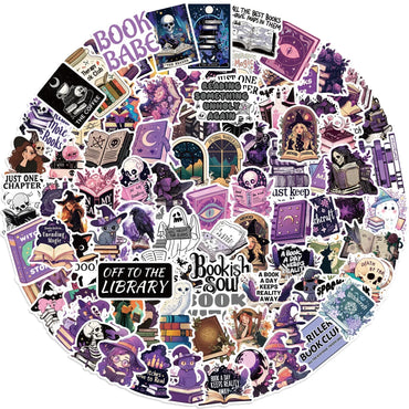 10/50/100pcs Cool Gothic Witch Bookish Reading Books Stickers Girls Cartoon Decals Aesthetic Decals Phone Laptop Diary Sticker (Online Order Only)