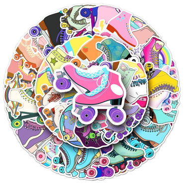 10/50pcs Cool Roller Skates Stickers Funny Cartoon Sticker Sports Decals DIY Luggage Laptop Phone Car Bike Skateboard Kids Toy (Online Order Only)