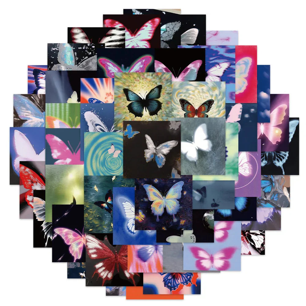 Psychedelic Butterfly Stickers: 10/30/50PCS for Bike, Luggage, Guitar, Laptop (Online Order Only)