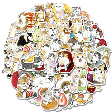 10/30/50PCS Kawaii Cartoon Cat Stickers Funny Cute Decals Decoration For Kids DIY Toys Phone Stationary Guitar Suitcase Sticker (ONLINE ORDER ONLY)