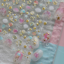 Dizzying Shell Coral Dolphin Starfish Heart Jellyfish Water Bubbles Ocean Adhesive Nail Art Decorations Stickers Manicure Decals (ONLINE ORDER ONLY)