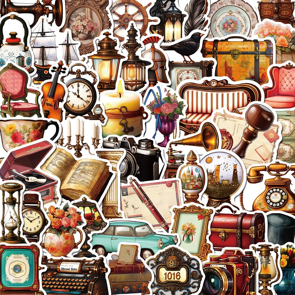 Aesthetic Retro European Stickers for DIY Decor (10/25/50pcs) (Online Order Only)