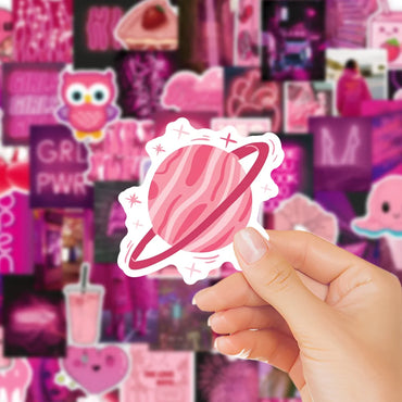 10/30/50/100PCS Cute Pink Stickers Graffiti Cartoon Decals Waterproof DIY Toys Motorcycle Phone Suitcase Guitar Fridge Toys Gift (ONLINE ORDER ONLY)