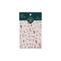 Peony Paeonia Lactiflora Rich Glory Flower Butterfly Ancient Fan Tassels Caved Window Adhesive Nail Art Sticker Manicure Decals (ONLINE ORDER ONLY)
