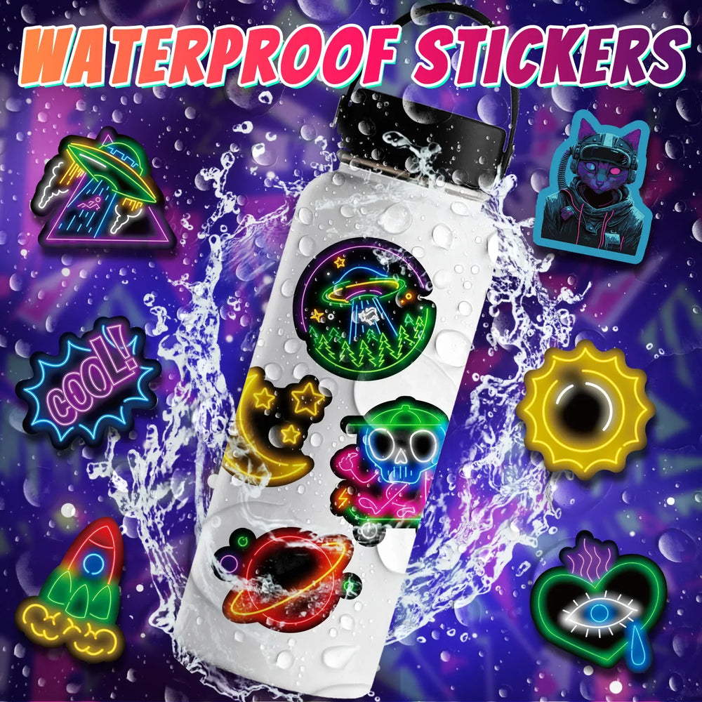 10/25/50pcs Cool Neon Light Graffiti Sign Sticker Packs (ONLINE ORDER ONLY)