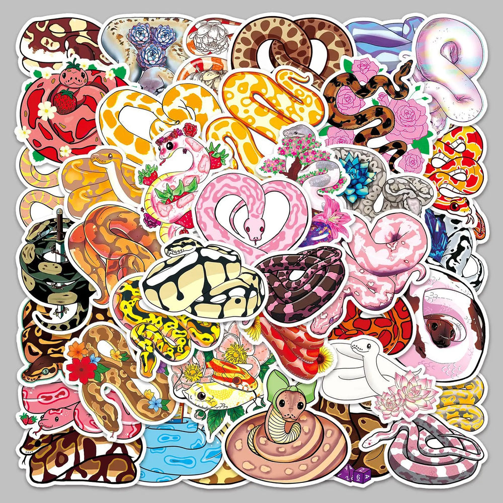 50pcs Cute Snake Cartoon Stickers for Helmet, Wall, DIY Decoration (ONLINE ORDER ONLY)