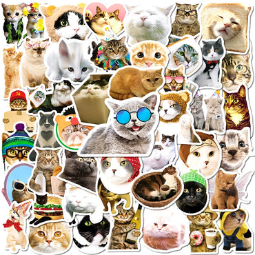 10/30/50PCS Cute Cat Cartoon Stickers Toys Graffiti Decoration Kids DIY Phone Notebook Laptop Fridge Car Funny Decals Waterproof (Online Order Only)