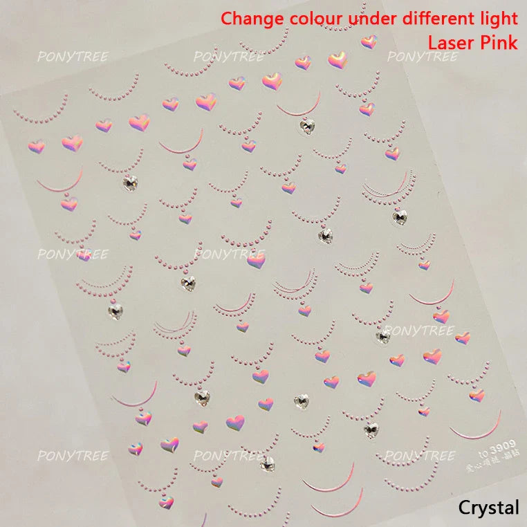 Black Silver Gold Dark Rococo Line Bowknot Wing Key Love Lock Star Tassel Pendant Heart Adhesive Nail Art Sticker Manicure Decal (ONLINE ORDER ONLY)