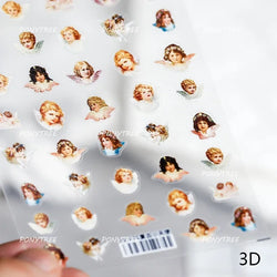 Angel Bowknot Stone Statue Vintage Photo Frame Flower Bed Bouquet Garden Rose Crown Adhesive Nail Art Stickers Manicure Decals (ONLINE ORDER ONLY)