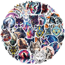 50pcs Wolf Collection Stickers Cartoon DIY Skateboard Phone Case Laptop Waterproof Cool Dark Animal Sticker Decals Toy (Online Order Only)