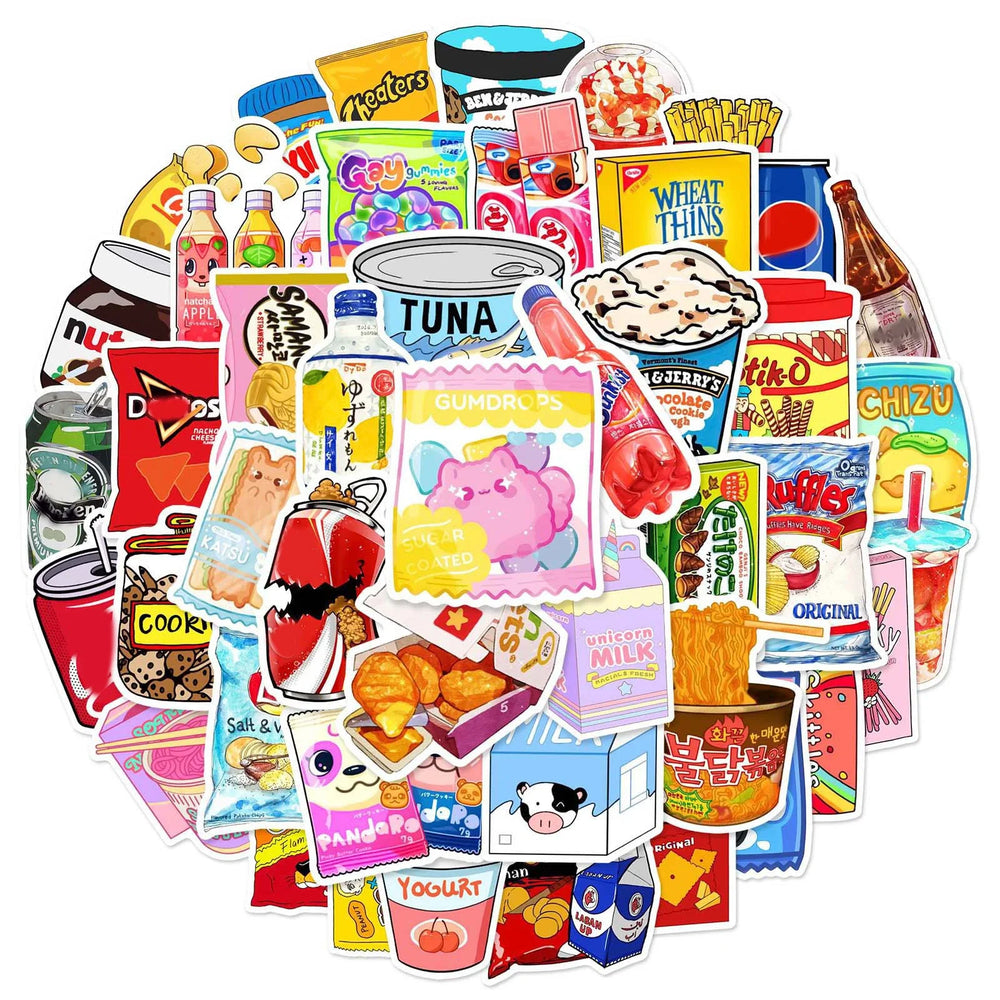 10/30/50Pcs Food and Drink Brand Sticker Packs (ONLINE ORDER ONLY)