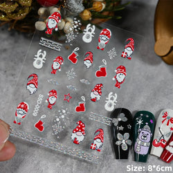 Cute Deer Christmas Nail Stickers 5D Embossed Elk Star Gingerbread Man Snowflake Santa Claus Holly DIY Winter Engraved Manicure* (ONLINE ORDER ONLY)